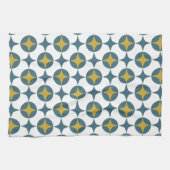 Blue and Yellow Atomic Star Mitte Jahrhundert Geschirrtuch (Horizontal)