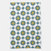 Blue and Yellow Atomic Star Mitte Jahrhundert Geschirrtuch (Vertikal)