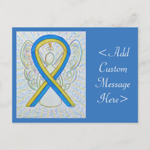 Blue and Yellow Awareness Ribbon Angel Postcard Postkarte