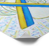 Blue and Yellow Awareness Ribbon Angel Poster (Ecke)