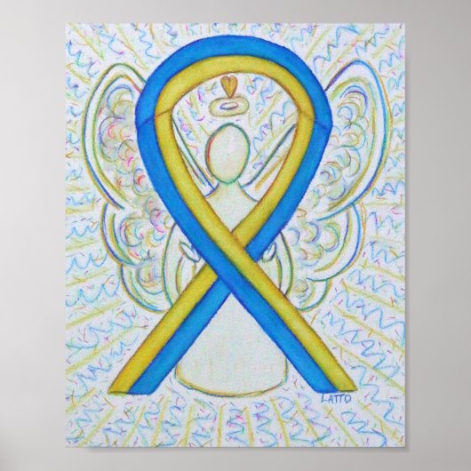 Blue and Yellow Awareness Ribbon Angel Poster (Vorne)