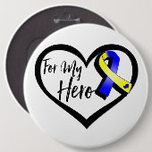 Blue and Yellow Awareness Ribbon for My Held Button (Vorne & Hinten)
