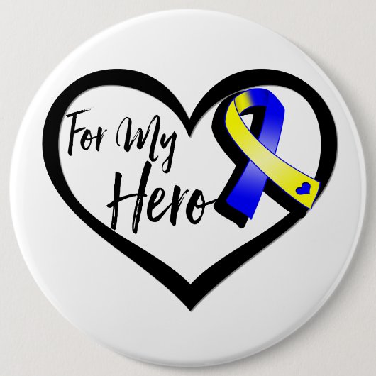 Blue and Yellow Awareness Ribbon for My Held Button (Vorderseite)