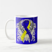 Blue and Yellow Awareness Ribbon with Wings Kaffeetasse (Links)