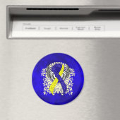 Blue and Yellow Awareness Ribbon with Wings Magnet (In Situ (Geschirrspüler))