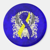 Blue and Yellow Awareness Ribbon with Wings Magnet (Vorne)
