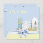 Blue and Yellow Baby Boy Dusche Einladung (Vorne/Hinten)