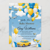 Blue and Yellow Boy Baby Dusche Einladung (Vorne/Hinten)