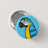 Blue And Yellow Cartoon Macaw Parrot Bird Button (Vorne & Hinten)