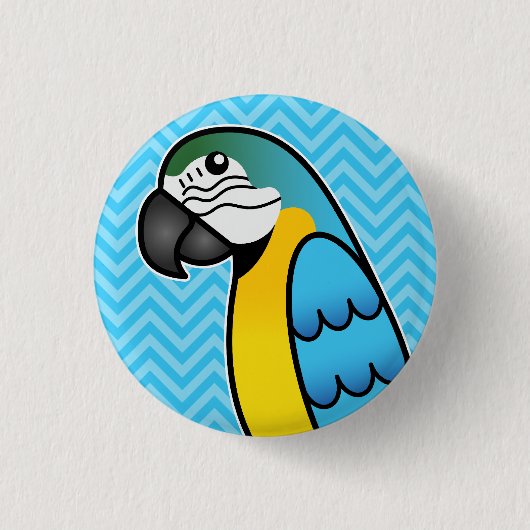 Blue And Yellow Cartoon Macaw Parrot Bird Button (Vorderseite)