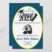 Blue and Yellow Class of 2023 Abschluss Einladung (Vorne/Hinten)