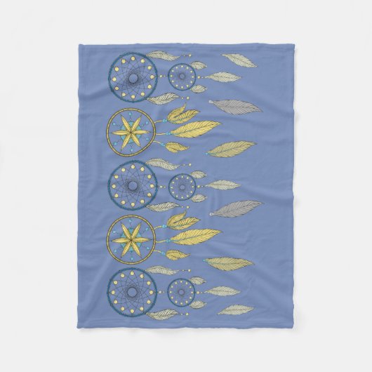 Blue and Yellow Dream Catchers Fleecedecke (Vorderseite)