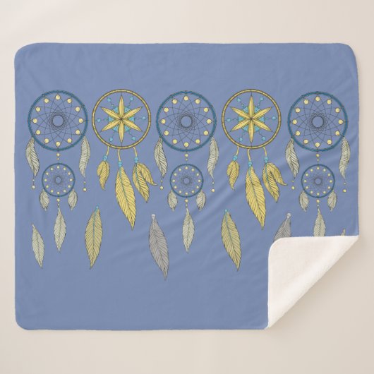 Blue and Yellow Dream Catchers Sherpadecke (Vorderseite (Horizontal))