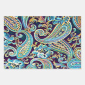 Blue and Yellow Dream Vintag Paisley Geschenkpapier Set (Vorderseite 3)