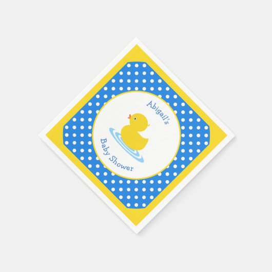 Blue and Yellow Duck Baby Duck Custom Napkins Serviette (Ecke)