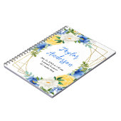 Blue and Yellow Floral Baby Birth Stats Notizblock (Linke Seite)