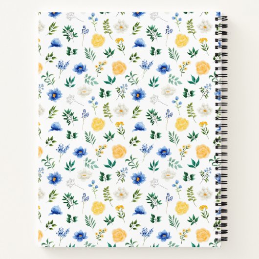 Blue and Yellow Floral Baby Birth Stats Notizblock (Rückseite)