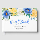 Blue and Yellow Floral Baby Shower Gästebuch (Vorderseite)