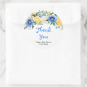 Blue and Yellow Floral Baby Shower Thank You Runder Aufkleber (Tasche)