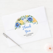 Blue and Yellow Floral Birthday Party Thank You Runder Aufkleber (Umschlag)
