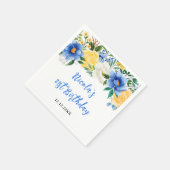 Blue and Yellow Floral Birthday Serviette (Ecke)