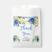 Blue and Yellow Floral Birthday Thank You Geschenktütchen (Vorderseite)