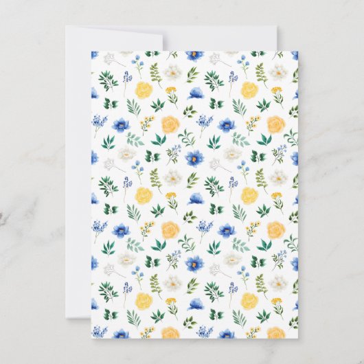 Blue and Yellow Floral Bridal Shower Dankeskarte (Rückseite)