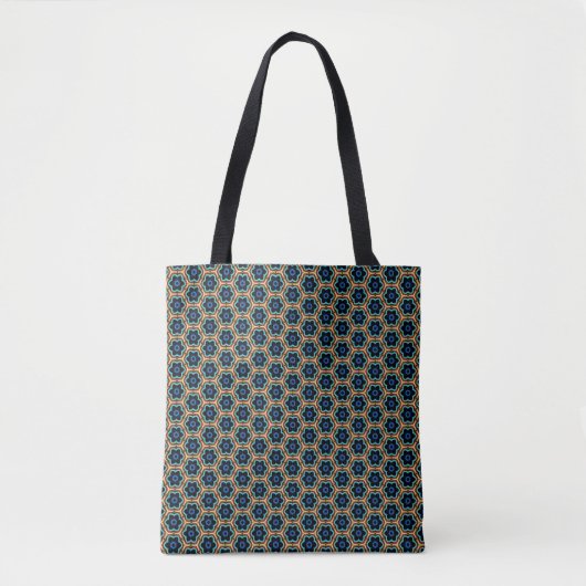 Blue and yellow floral patterned Tote Tasche (Vorderseite)