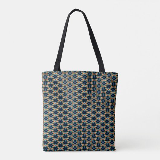 Blue and yellow floral patterned Tote Tasche (Rückseite)