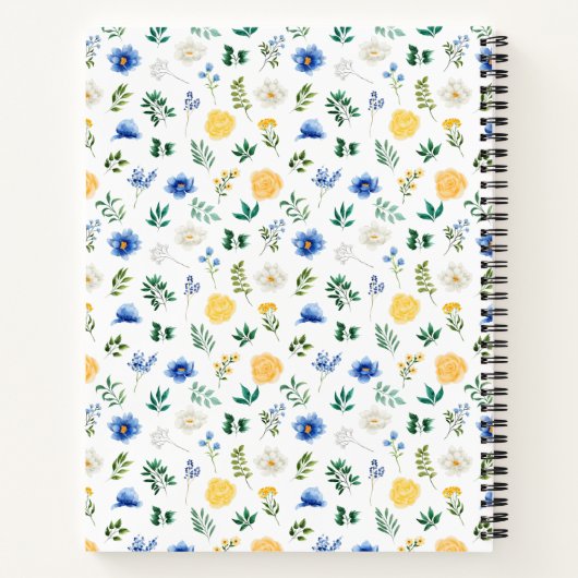 Blue and Yellow Floral Recipe Book Notizblock (Rückseite)