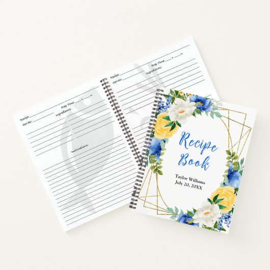 Blue and Yellow Floral Recipe Book Notizblock (Innenseite)
