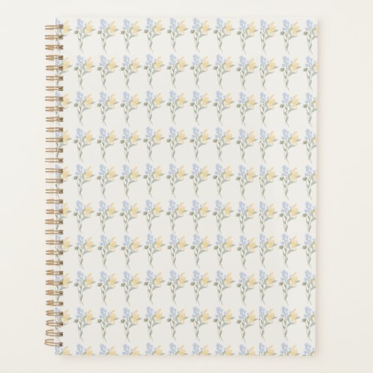 Blue and Yellow Floral Spiral Notebook Planer (Vorderseite)