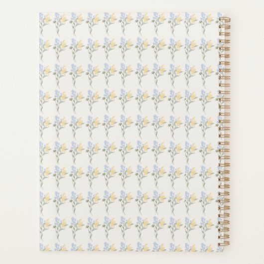 Blue and Yellow Floral Spiral Notebook Planer (Rückseite)