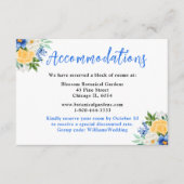 Blue and Yellow Floral Wedding Accommodations Begleitkarte (Vorderseite)
