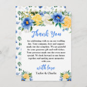 Blue and Yellow Floral Wedding Dankeskarte (Vorne/Hinten)