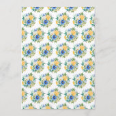 Blue and Yellow Floral Wedding Menükarte (Rückseite)