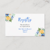 Blue and Yellow Floral Wedding Registry Begleitkarte (Vorderseite)