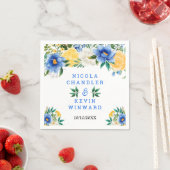 Blue and Yellow Floral Wedding Serviette (Beispiel)