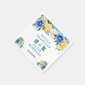 Blue and Yellow Floral Wedding Serviette (Ecke)