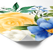 Blue and Yellow Floral Wedding Welcome Sign Poster (Ecke)