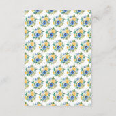 Blue and Yellow Flowers Wedding Reception Begleitkarte (Rückseite)