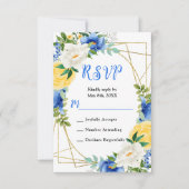 Blue and Yellow Flowers with Foliage Wedding RSVP Karte (Vorderseite)