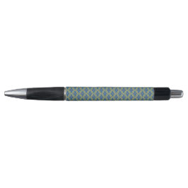 Blue and Yellow Geometric Pattern Pen Kugelschreiber
