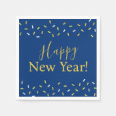 Blue and Yellow Gold Confetti Happy New Year Serviette (Vorderseite)
