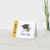 Blue and Yellow Graduation Cap and Tassel Dankeskarte (Vorderseite)