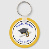 Blue and Yellow Graduation Cap and Tassel Schlüsselanhänger (Vorderseite)