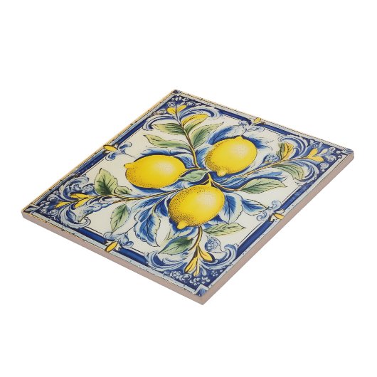 Blue and Yellow Lemon Decorative Tile Fliese (Seite)