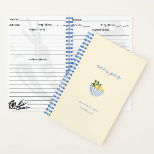 Blue and Yellow Lemons Family Rezept Notebook Notizblock