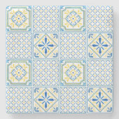 Blue and Yellow Mediterranean Italian Tile Steinuntersetzer (Vorderseite)