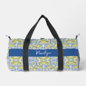 Blue and Yellow Mediterranean Tile Pattern Duffle Bag (Vorderseite)
